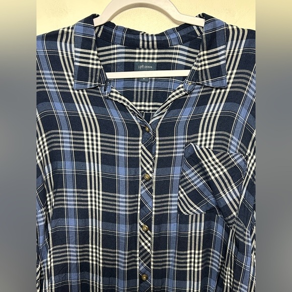 J Jill Denim Plaid Viscose Rayon Button Up Shirt Womens Size XL - Picture 2 of 10